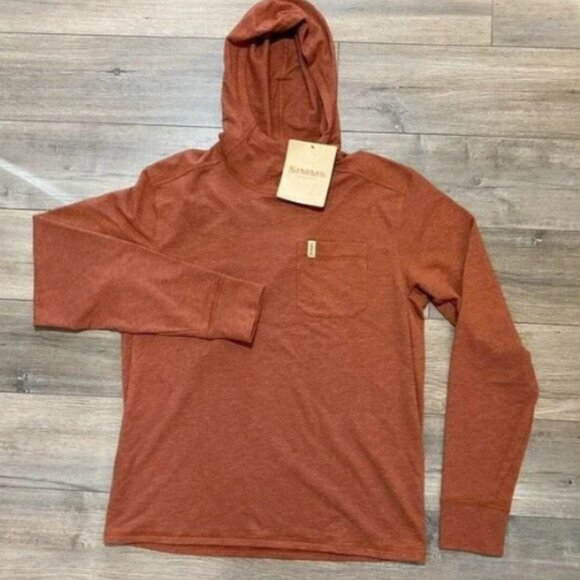 Simms Fishing Men’s Medium Henry's Fork Hoody Lightweight Pocket Sweatshirt Rust - Picture 1 of 10